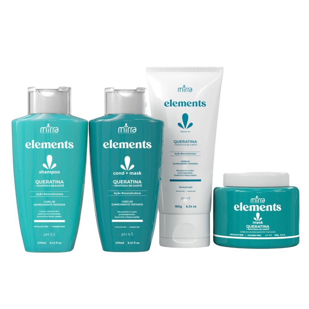 KIT KERATIN + SHEA BUTTER LEAVE-IN 180G + MASK 250G + CONDITIONER 270ML + SHAMPOO 270ML